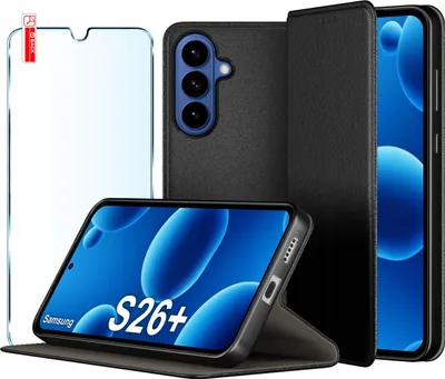 Zdjęcie produktu dla Etui Skórzane Zamykane MAGNETYCZNE CASE do Samsung S26+ Plus + SZKŁO 9H