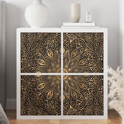 Image de Stickers meuble - Lumaléa - Motif Oriental - Adhésif + Protection BRILLANTE - 1 Sticker - 90x90 cm