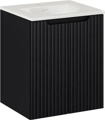 Produktbild von Waschtisch 50cm, in schwarz, gerillte Front, NEWPORT-56-BLACK