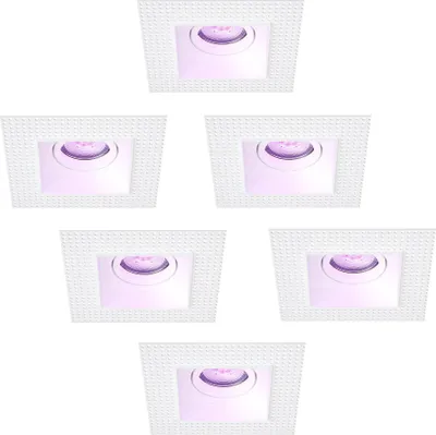 Produktbild von Ledvion 6er Set LED Einbaustrahler Quadratisch Weiss smart 4.9W RGB