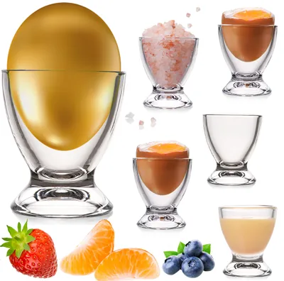 Produktbild von PLATINUX Eierbecher Set aus Glas 6 Teilig Eierständer Eierhalter Frühstück Brunch Egg-Cup 35ml