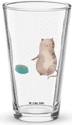 Produktbild von Mr. & Mrs. Panda Cocktailglas Katze Fressen - Transparent - Geschenk, Wasserglas, Pint Glas, Tumbler, Bierglas