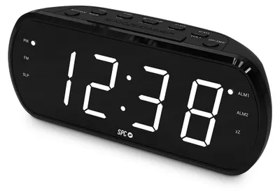 Radiowekker mit LED-Display, Doppelalarm, FM-Radio, schwarz