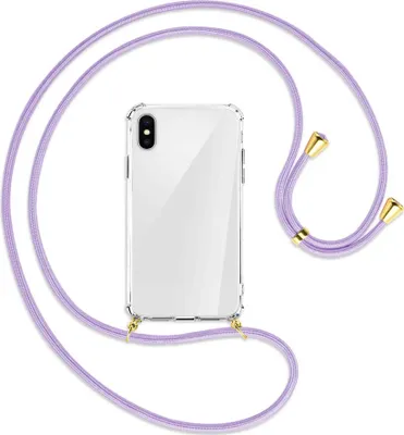 Produktbild von Handykette Backcover-Schutzhülle mit Band (Metall goldfarben) für Apple iPhone X / XS / 10 - violett