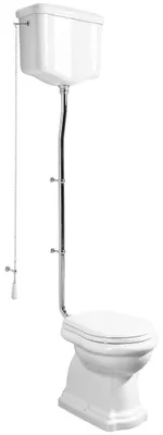 Immagine prodotto di Vaso WC RETRO con cassetta, scarico verticale, bianco/cromo