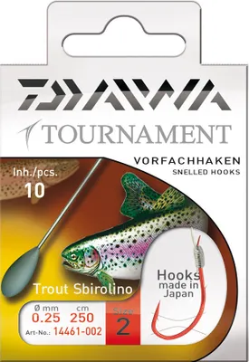 Produktbild von DAIWA TOURNAMENT Vorfachhaken, Sbirolinohaken, 250cm, rot, 14461-010