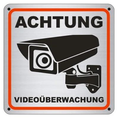 Produktbild von Achtung Videoüberwachung Schild Aluminium 15x15cm Kameraüberwachung Hinweisschild