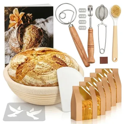 Sauerteig-Set, runder Gärkorb 23 cm, 9-teilig