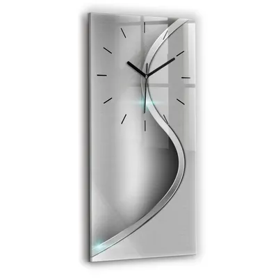 Produktbild von Wallfluent Wanduhr – Stilles Quarzuhrwerk - Uhr Dekoration Wohnzimmer Schlafzimmer Küche - Zifferblatt mit Strichen - schwarze Zeiger - 30x60 cm - Graue Metallabstraktion