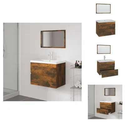 Produktbild von vidaXL Badmöbel-Set Räuchereiche Holzwerkstoff -  Badezimmermöbel-Sets