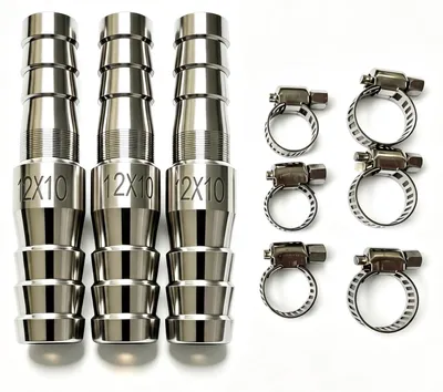 Schlauchverbinder 12-10 mm, 3 Stück, Edelstahl, mit Schellen