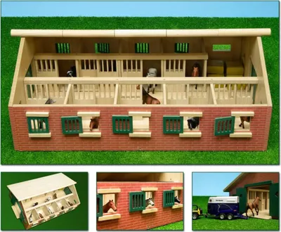 Imagen del producto de Establo para caballos Van Manen con 9 boxes, dimensiones 62x42,5x22 cm, escala 1:32
