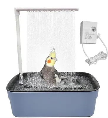 Produktbild von Vogelbad – Automatisches Vogelbad für Vogelkäfige – Elektrisches Vogelbad – Vogelbad mit Duschfunktion für Papageien – Automatisches Badebecken – USB-Wasserpumpe – Multifunktionales Vogelbad mit Wasserkreislauf – Für Papageien und andere Vögel