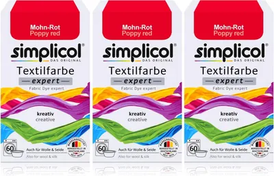 Produktbild von Simplicol Textilfarbe expert Mohn-Rot 150g - Farbe zum Färben (3er Pack)
