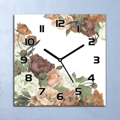 Produktbild von Wanduhr Echt-Glas-Küchenuhr Vintage Pfingstrosen Quarz 30x30 Deko Bilder