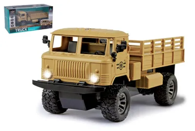 Obrázok produktu pre Vojenské RC nákladné auto z plastu, 24 cm, 27 MHz, na diaľkové ovládanie, na batérie, so svetlom, v krabici 32 x 16 x 14 cm