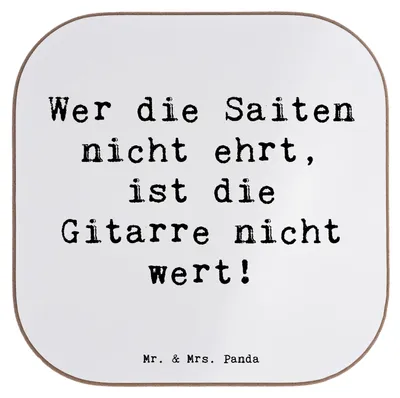 Produktbild von Mr. & Mrs. Panda Untersetzer für Gläser Spruch Gitarre Wert - Weiß - Geschenk, Coaster, Abenteuer, Lernen, Instrument, bieruntersetzer, Freiheit, Musik, gläseruntersetzer