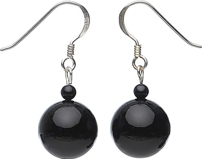 Produktbild von Ohrringe Ohrhänger aus Onyx & 925er Silber schwarz glatt glänzend Ohrschmuck