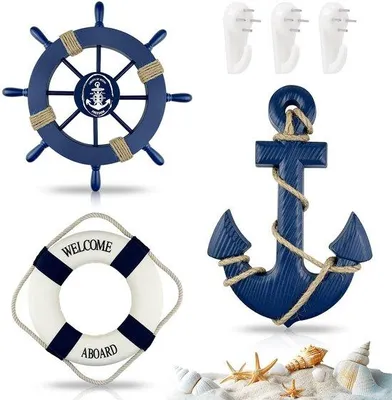 Productafbeelding van Set van 5 Decoratieve Scheepswielen voor Wanddecoratie