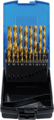 Immagine prodotto di Set di punte elicoidali | HSS | nitrurato di titanio | 1 - 10 mm | 19 pz.