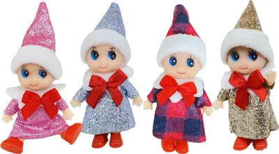 Produktbild von 4 Stück Weihnachts-Babyelfenpuppen Weihnachts-Zwergenpuppen Weihnachts-Mini-Elfen-Babypuppen Spielzeug Babyelfenpuppen Spielzeug für Kinder Weihnachtsgeschenk