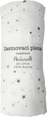 Obrázek produktu pro Zavinovací plena 120x120 cm Fialové hvězdičky (balení 1 ks)
