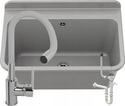Obrázek produktu pro Granitan | Technický dřez s baterií - velký - béžový - odolný proti chemikáliím - ideální do dílen