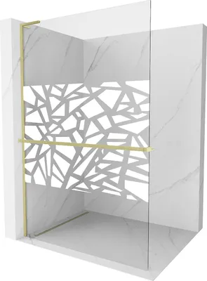 Image de Mexen Kioto+ L Paroi de douche avec étagère Walk-in 70 x 200 cm, motif blanc, or brossé - 800-070-123-55-85