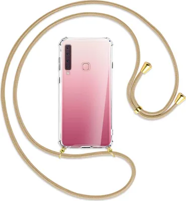 Produktbild von Handykette Backcover-Schutzhülle mit Band (Metall goldfarben) für Samsung Galaxy A9 2018 - caramel