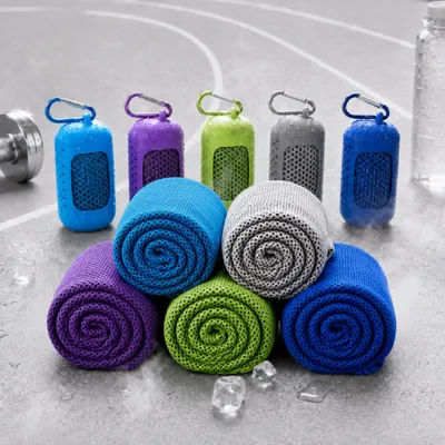 Produktbild von 5 Stück Sporthandtuch Cooling Towel, 100 × 30 cm, sofort kühlend & schnelltrocknend, Kühlhandtuch Mikrofaser für Fitness, Laufen, Camping, Outdoor