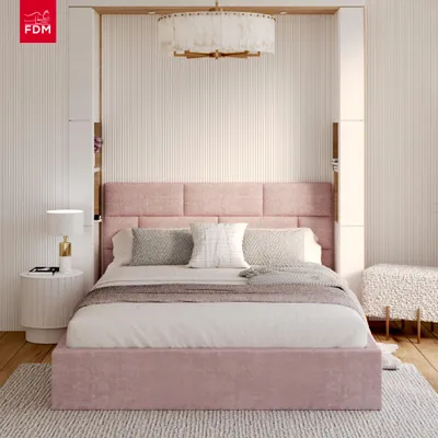Produktbild von FDM Bett ALA Trinity 120x200 cm Polsterbett mit Lattenrost aus Metall Bettkasten Stauraumbett Samt rosa