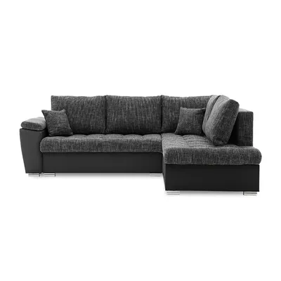 Produktbild von Ecksofa VEGAS 245/190 RECHTS mit schlaffunktion und Bettkasten - L-förmig - Eckcouch in modernem Design - Dunkelgrau & Schwarz