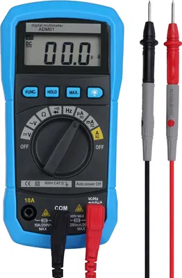 Image de ADM01 DMM Multimètre numérique Portatif Affichage LCD Gamme automatique Mesureur de tension AC/DC Mesureur de température Double protection d'isolation Courant, Résistance, Continuité, Fréquence ; teste les diodes, transistors