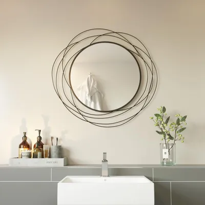 Runder Wandspiegel 68 cm, dekorativ, Gold, für Bad & Wohnzimmer
