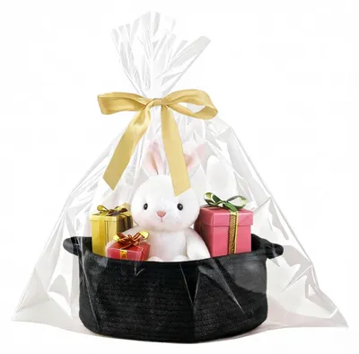 Geschenkmand aus Baumwollseil, leer, 30x20x12 cm, schwarz