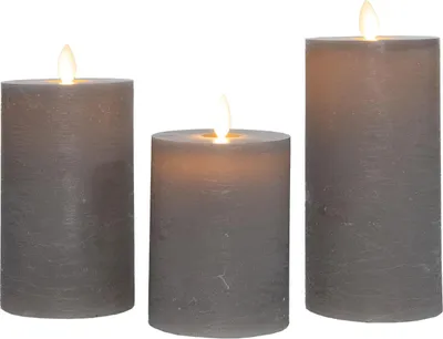 Productafbeelding van Stompkaars-USB wax d7,5 cm taupe set van 3 Anna's Collection
