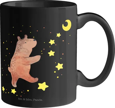 Produktbild von Mr. & Mrs. Panda Tasse Bär Träume - Schwarz - Geschenk, Kaffeebecher, Keramiktasse, Traumdeutung, Traum, kaffeetasse keramik, Becher, Träumen, Teddy, Keramikbecher