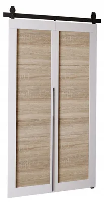 Produktbild von KierMoebel Schiebetür Komplettset QUDIO M1 Weiß + Sonoma 96x205x3,2 cm Wohnzimmer Schiebetür