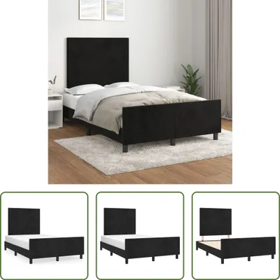 Produktbild von The Living Store Bettgestell mit Kopfteil Schwarz 120x200 cm Samt