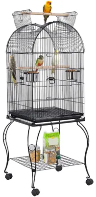 Immagine prodotto di Gabbia per uccelli Yaheetech, 59 x 59 x 150 cm, con porte, grande voliera, colore nero