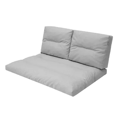 Obrázek produktu pro Sada polštářů na palety 120x80 - voděodolný, silně polstrovaný zahradní polštář na europalety, sedák a opěradlo - model "Flora", barva jasanová