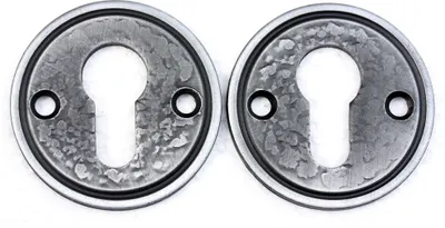 Produktbild von UHRIG 2x Rosette Rund für PZ Schloss - geschmiedet aus Stahl - Paar Rosetten für Haustüren, Zimmertüren, Tore usw. - 2er-Set