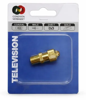 Imagen del producto de Conector coaxial, tipo "IEC macho", con terminales dorados, para antenas