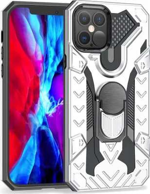 Produktbild von Mobigear Armor Ring iPhone 12 Pro Max Hülle Hardcase Backcover Stoßfest mit Ringhalter - Silber
