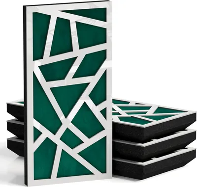 Obrázok produktu pre Sada 8 kusov úzkych akustických panelov SKYROSS-F, materiál: zamat, rozmer: 50 x 25 cm, farba: biela/zelená