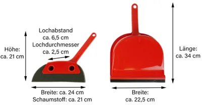 Produktbild von Novaliv Schaumstoffkehrgarnitur I rot I Schaufel und Besen I Schaumstoffhandfeger Hand Brush Handkehrer Handkehrset dust pan