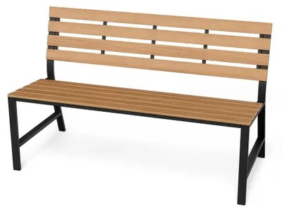 Produktbild von di volio Gartenbank TARZO - Beige, Sitzbank mit Lehne für Garten und Terrasse, Parkbank aus wetterfestem PS-Board in Holzoptik, 130 cm