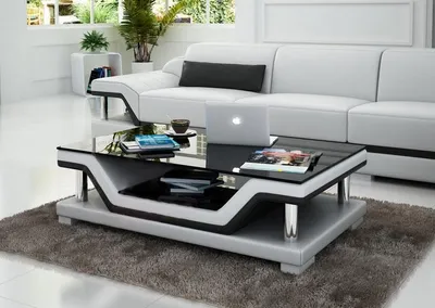 Image de Designer Couchtisch Polster Tisch Leder Glas Moderner Tische Glastische #SB3009
