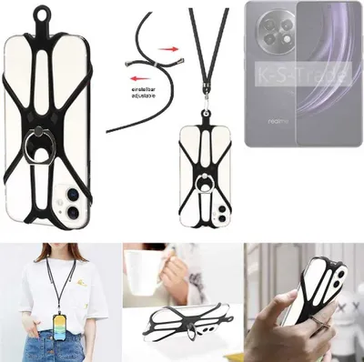 Produktbild von K-S-Trade 3in1 Handykette Handyband Handykordel Halsband Smartphone-Ring Handy-Ring kompatibel mit Realme 13+ 5G Fingerhalterung Handyring