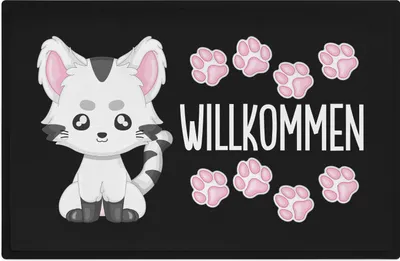 Produktbild von Trendation - Willkommen Fußmatte Katzen Grafik Niedlich Geschenk Katzen-Besitzerin Außen und Innenbereich 60x40cm